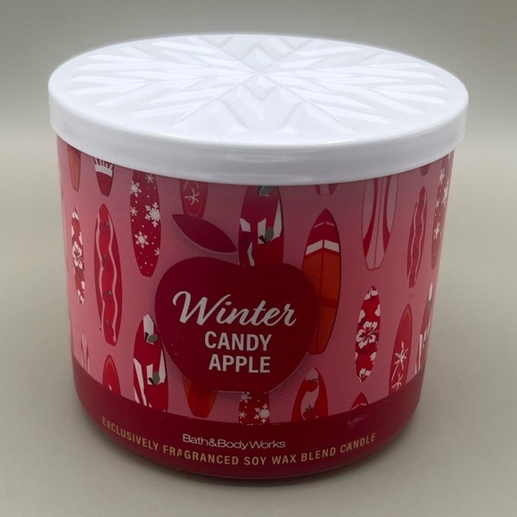 Bath & Body Works WINTER CANDY APPLE 3 Wick Candle ~ 14.5oz ~Sandy Clause ~ NIB - Picture 3 of 8